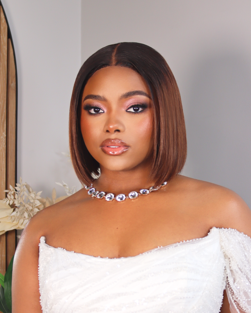 Bone Straight Vietnamese 5x5 Lace Wig Straight Col Ombre Brown 10 Inch
