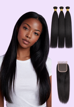 Peruvian Crown Bundles & Closure Straight Set