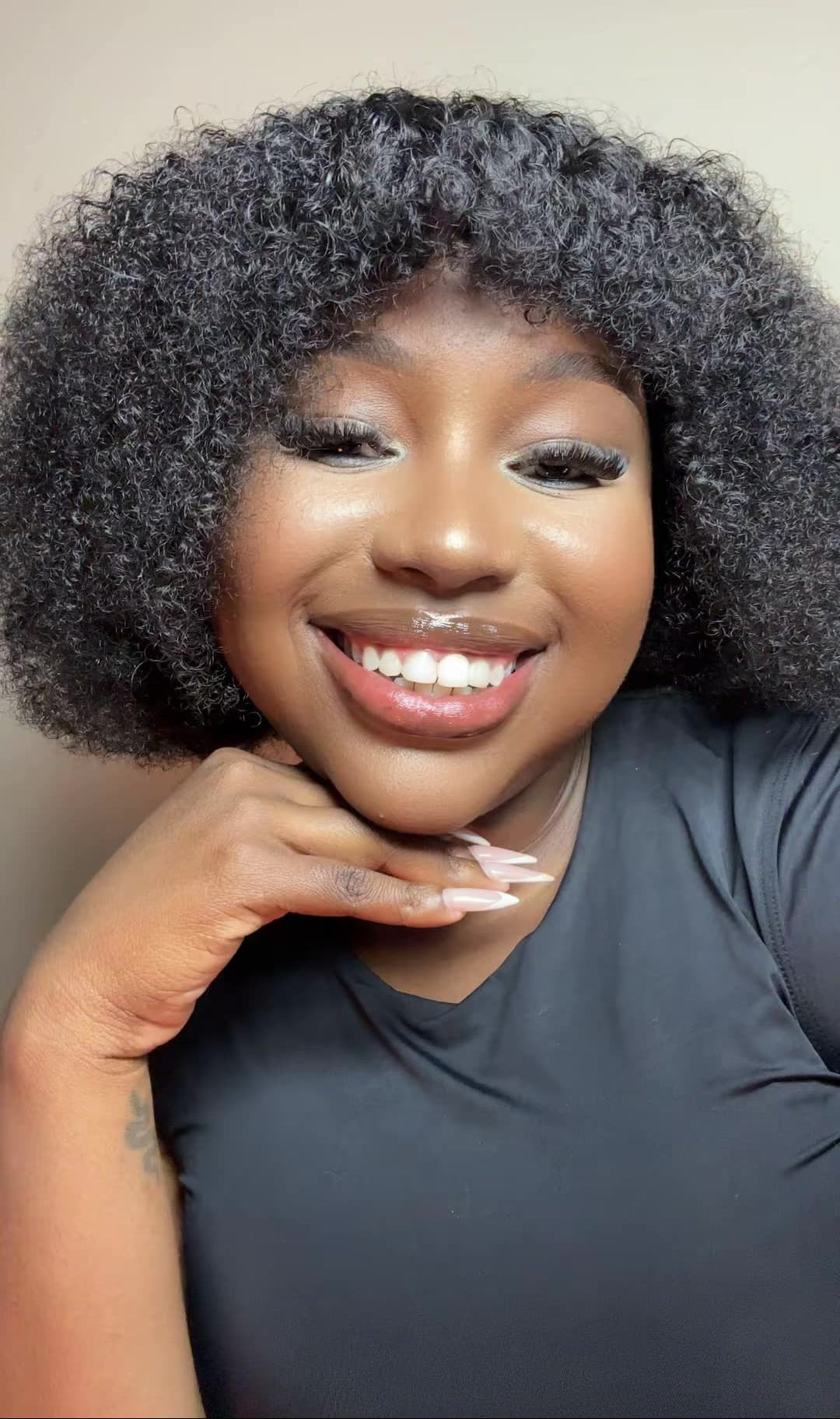 CHERRY- Brazilian Fringe Bob - Kinky Curl- 1B
