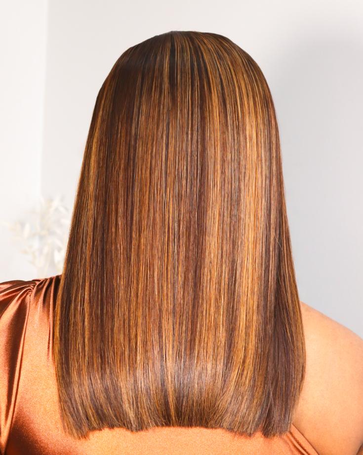 Bone Straight Vietnamese 5x5 Lace Wig Straight Col Piano Brown 16 Inch